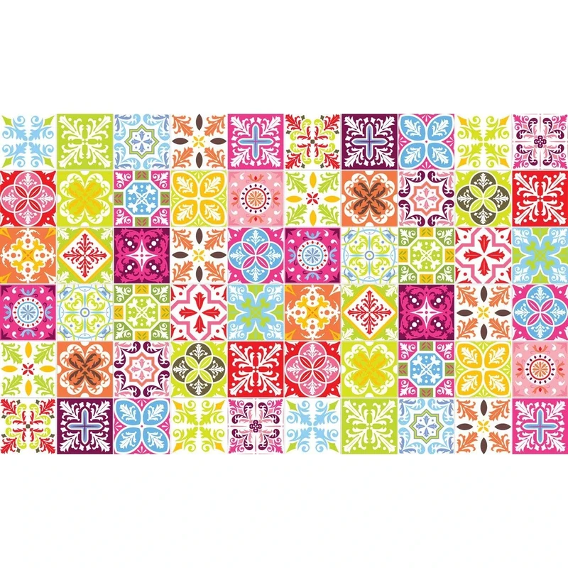 Ambiance Pack of 60 Tile Stickers| Self-adhesive decorative wall decal cement tile - Mosaic tile wall decal bathroom and kitchen | Cement Tile wall stickers - azulejos - 20 x 20 cm 60 pieces