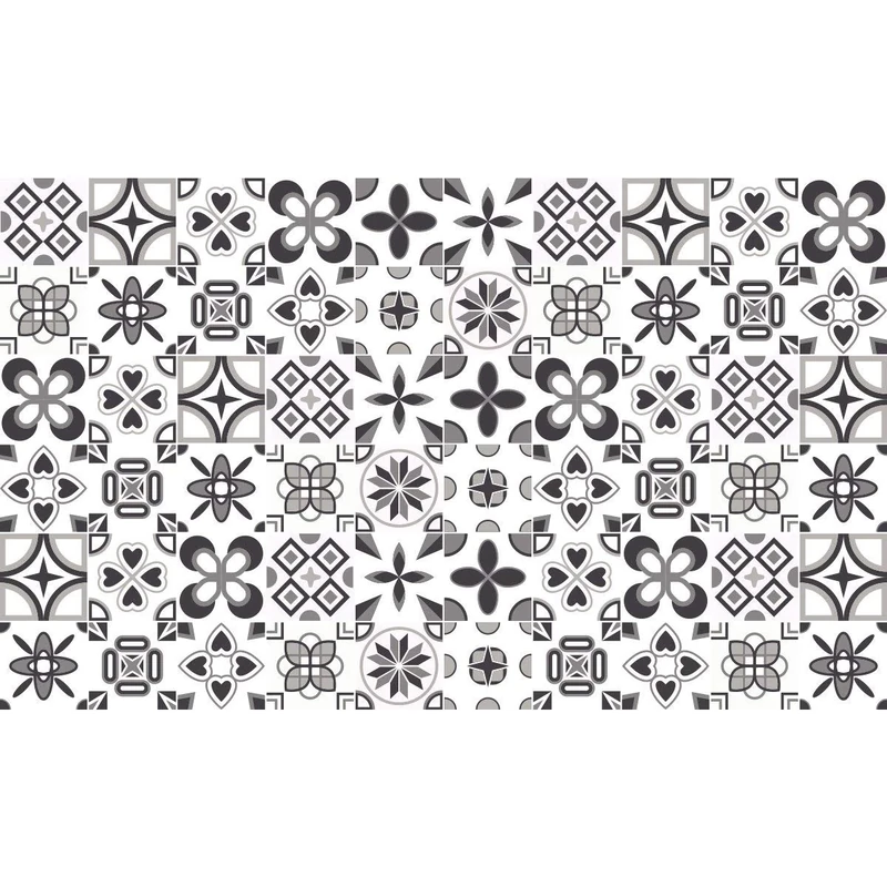 Ambiance Sticker Self-Adhesive Decorative Wall Decal Cement Tile for Bathroom and Kitchen Rosaces Nuance de Gris - Pack of 60 Stickers of 20 x 20 cm