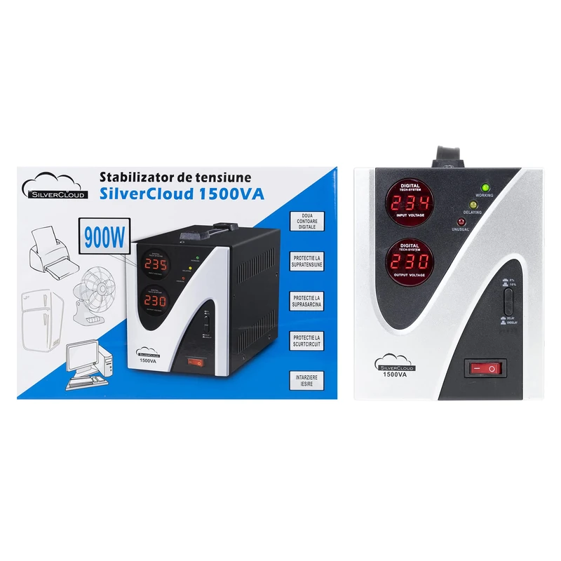 Voltage Converter Stabilizer SilverCloud 1500VA 900W - Image 1