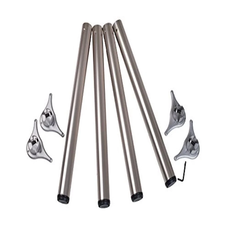 Merriway BH05788 (4 Pcs) Table Breakfast Bar Legs Matt Brushed Nickel 60 mm (2.3/8 Inch) Diameter Adjustable Height 710 -740 mm (28.4 Inch, 29.6 Inch) - Pack of 4 Pieces