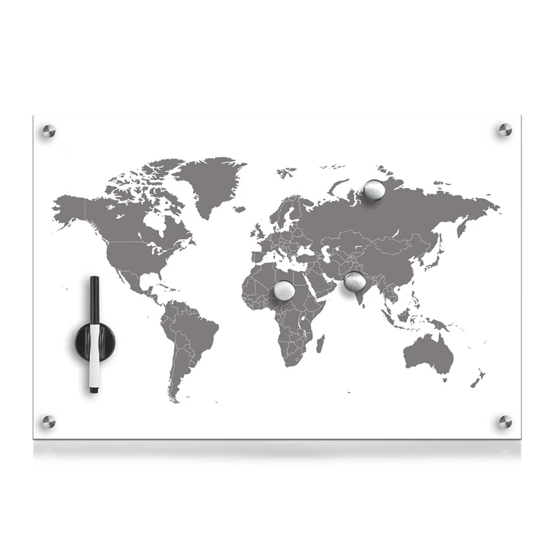 Zeller Marble Memo Board, Glass, Glass, weiß, 60 x 40 x 1 cm