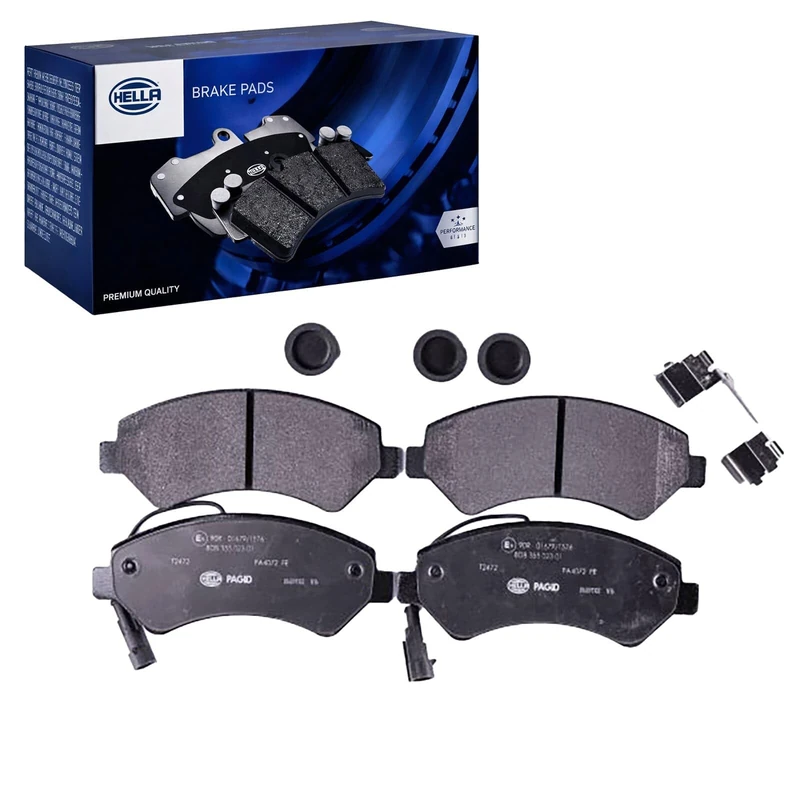 HELLA 8DB 355 023-011 Brake pad set - with integrated wear warning contact - T2472 - for e.g. FIAT