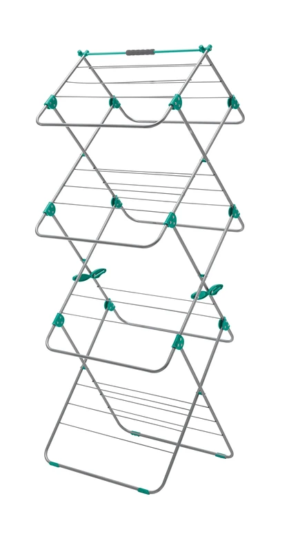 Addis 517567 Easi 3-Tier Indoor Airer, 15 M Drying Space - Metallic Aqua (Silver/Aqua), 5 x 41 x 100 cm