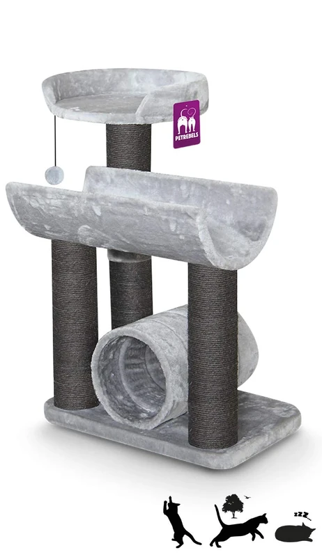 PetRebels Cat tree Sweet Petite Mansion 93 fuzzy grey