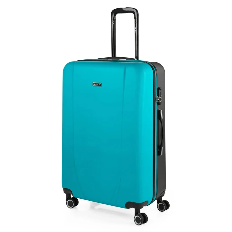 ITACA - Hard Shell Suitcase Set of 3-4 Double Wheel ABS Luggage Sets 3 Piece with TSA Combination Lock - Resistant and Lightweight Hard Suitcase Set in Small Cabin Size, Medium, Tourquise-Anthracite