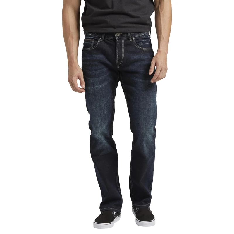 Silver Jeans Co. Men's Allan Classic Fit Slim Leg Jeans, Dark Wash, 28W x 32L