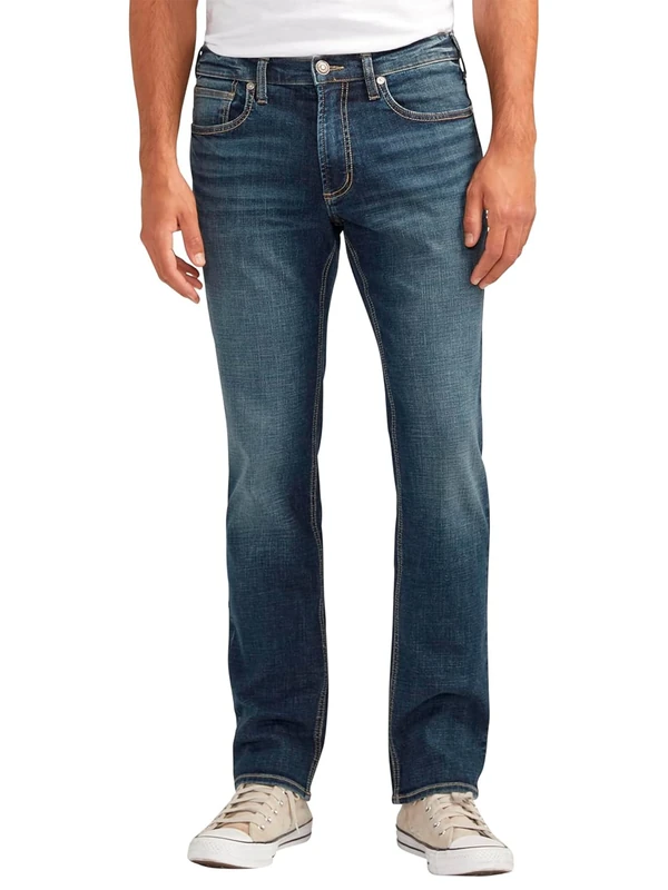 Silver Jeans Co. Men's Allan Slim Fit Straight Leg Jeans, Dark Wash, 34W x 30L - Image 1