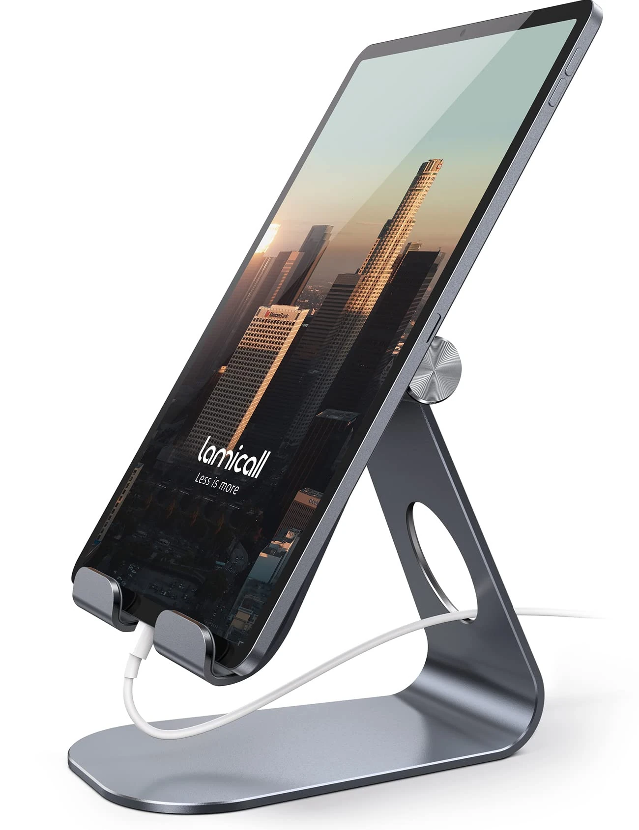 Lamicall Tablet Stand, Adjustable Tablet Holder - Desktop Stand Dock Compatible with New iPad 2024 Pro 9.7/10.5/11 / 12.9/13, iPad Air mini 2 3 4 5 6, Switch, Samsung Tab, other Tablets - Gray