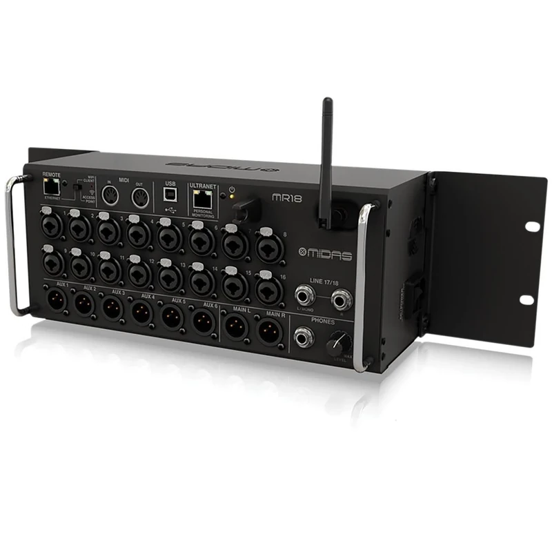 Midas MR18 18-Input Digital Mixer for iPad/Android Tablets with 16 Midas PRO Preamps, Integrated Wifi Module and Multi Channel USB Audio Interface, Compatible with PC and Mac