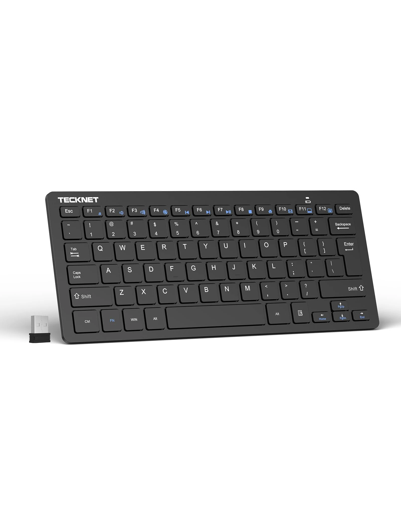 TECKNET Wireless Keyboard, 2.4GHz USB Bluetooth Keyboard for 3 Multi Devices, Ultra Slim UK Layout Keyboards for Computer, Laptop, Tablet, Smart TV, Phone
