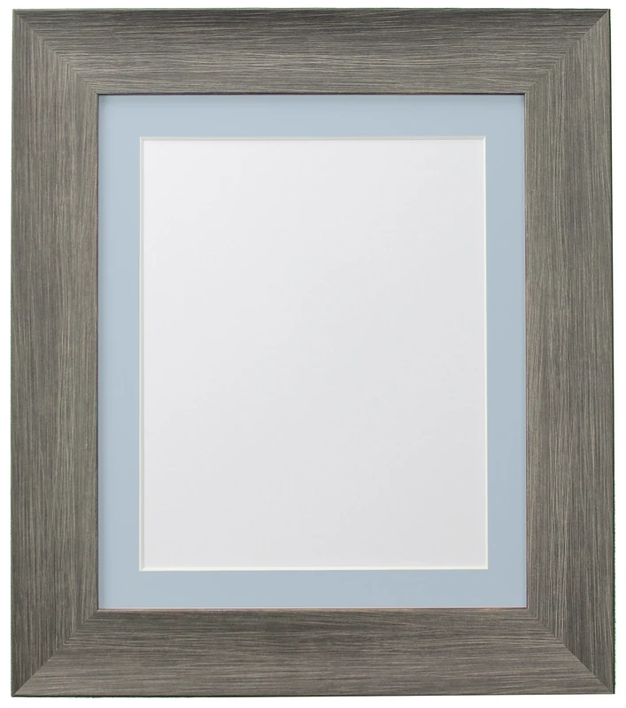FRAMES BY POST Hygge Picture Photo Frame, Plastic Glass, Wolf Grey with Blue Mount, 30 x 24 Image Size 24 x 20 Inches