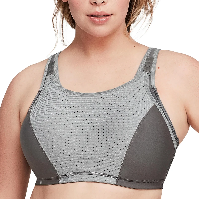 Glamorise Full Figure Plus Size Custom Control Wonderwire Sports Bra Underwire #9167 Gray