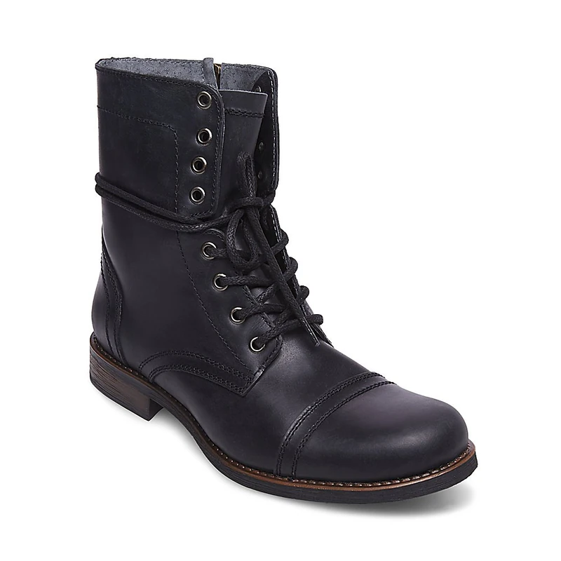 Steve Madden Men's Troopah-c Combat Boot, Black Leather, 12.5 UK