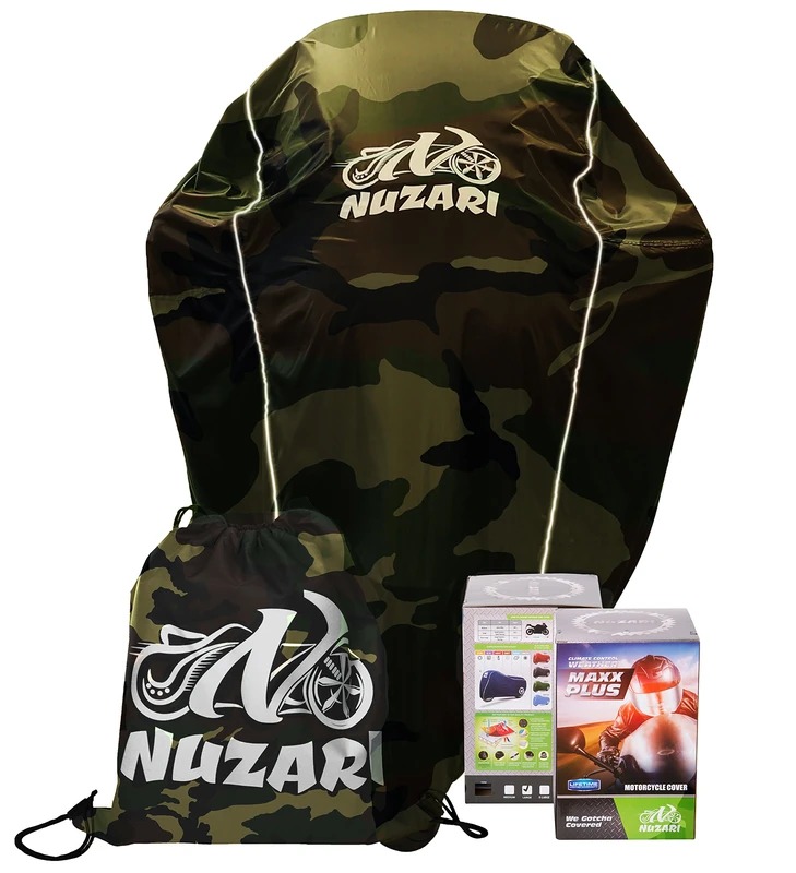 Premium Nuzari Heavy Duty Motorcycle Cover - Motorcycle Covers Waterproof Outdoor Storage - Scooter Cover - Vespa Cover - Moped Cover Waterproof - Motorcycle Cover Harley Davidson - Medium