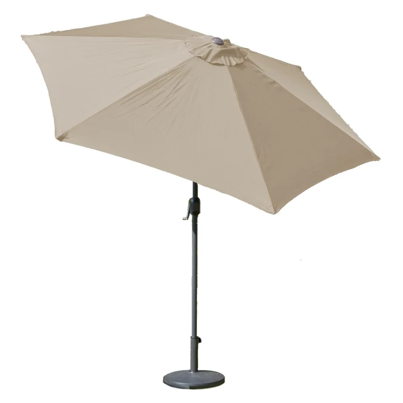 GardenKraft 14630 2.7m Outdoor Garden Parasol/Tilt & Crank Mechanism / 6 Steel Ribs/UV 30 Protection/Durable Polyester Material/Beige Colour