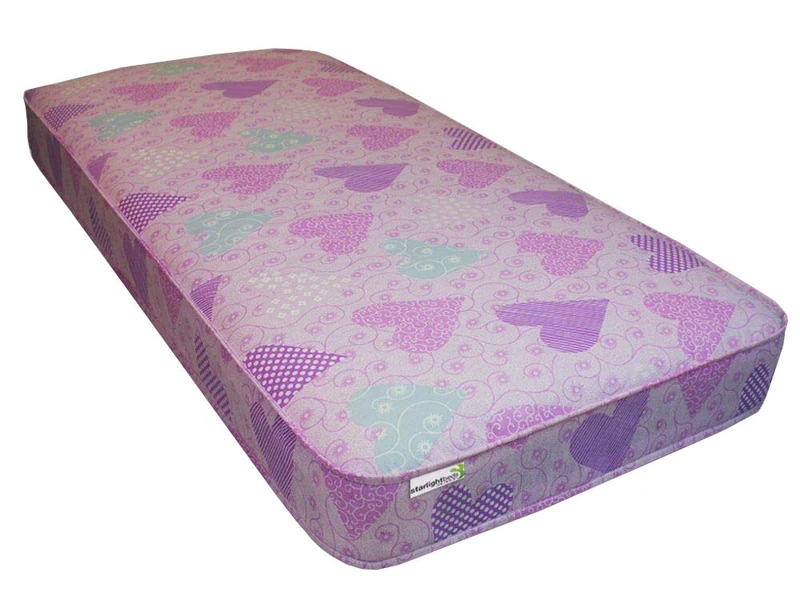 Starlight Beds Pink Hearts Single Mattress for Kids. Dual-Sided Sprung Mattress with Durable Sleep Surface. 6.5" Deep (3ft x 6ft3 / 90x190x16.5cm)