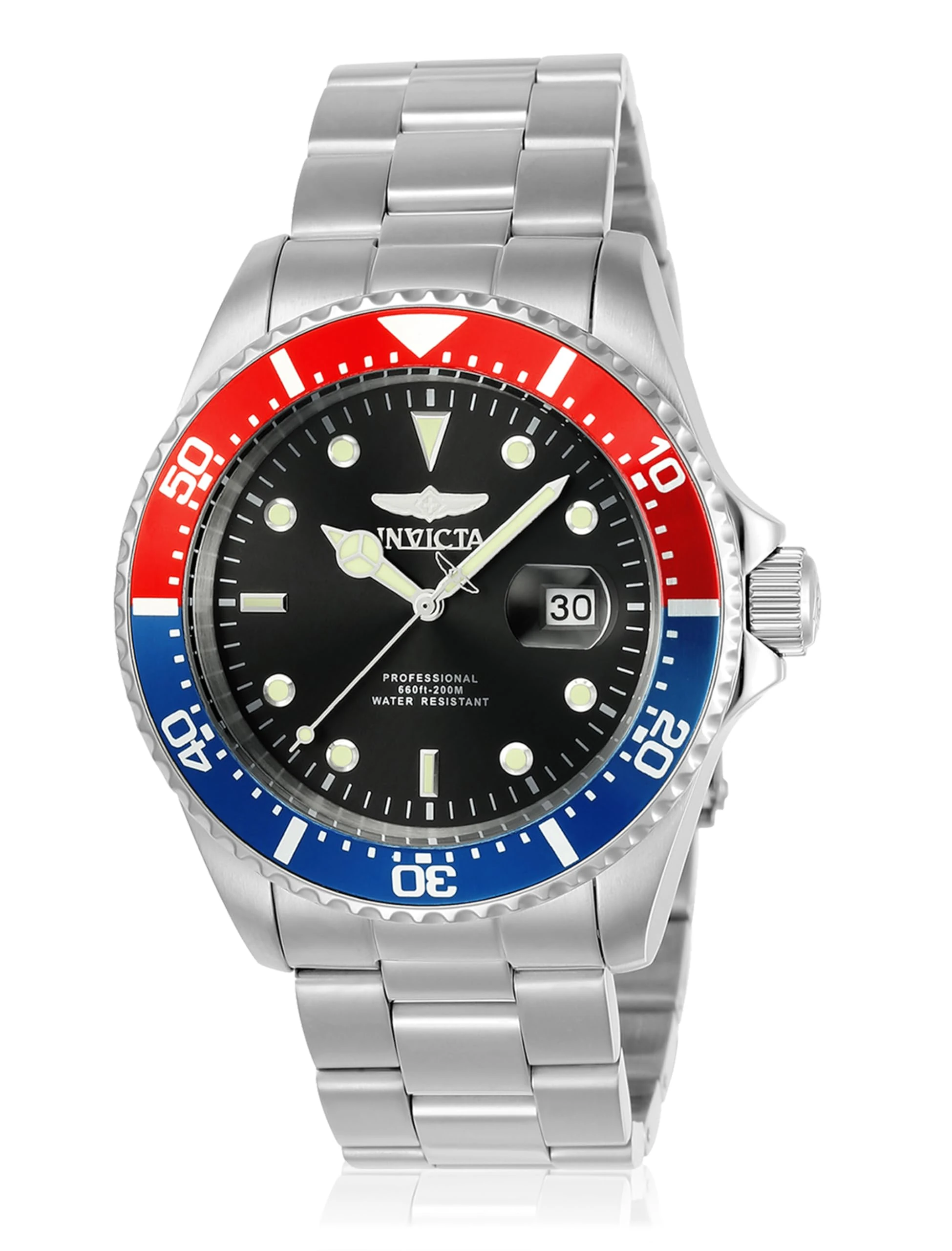 Invicta Pro Diver 23384 Men's Watch - Waterproof - Analogue - Quartz Movement - stainless steel with Black dial - 43mm