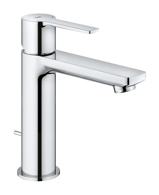 GROHE Lineare Single-Lever Basin Mixer Tap with Pop-Up Waste Set (Size 180mm, 28 mm Ceramic Cartridge, Water Saving Mousseur 5.7 l/min, Tails 3/8 Inch), Chrome, 32114001