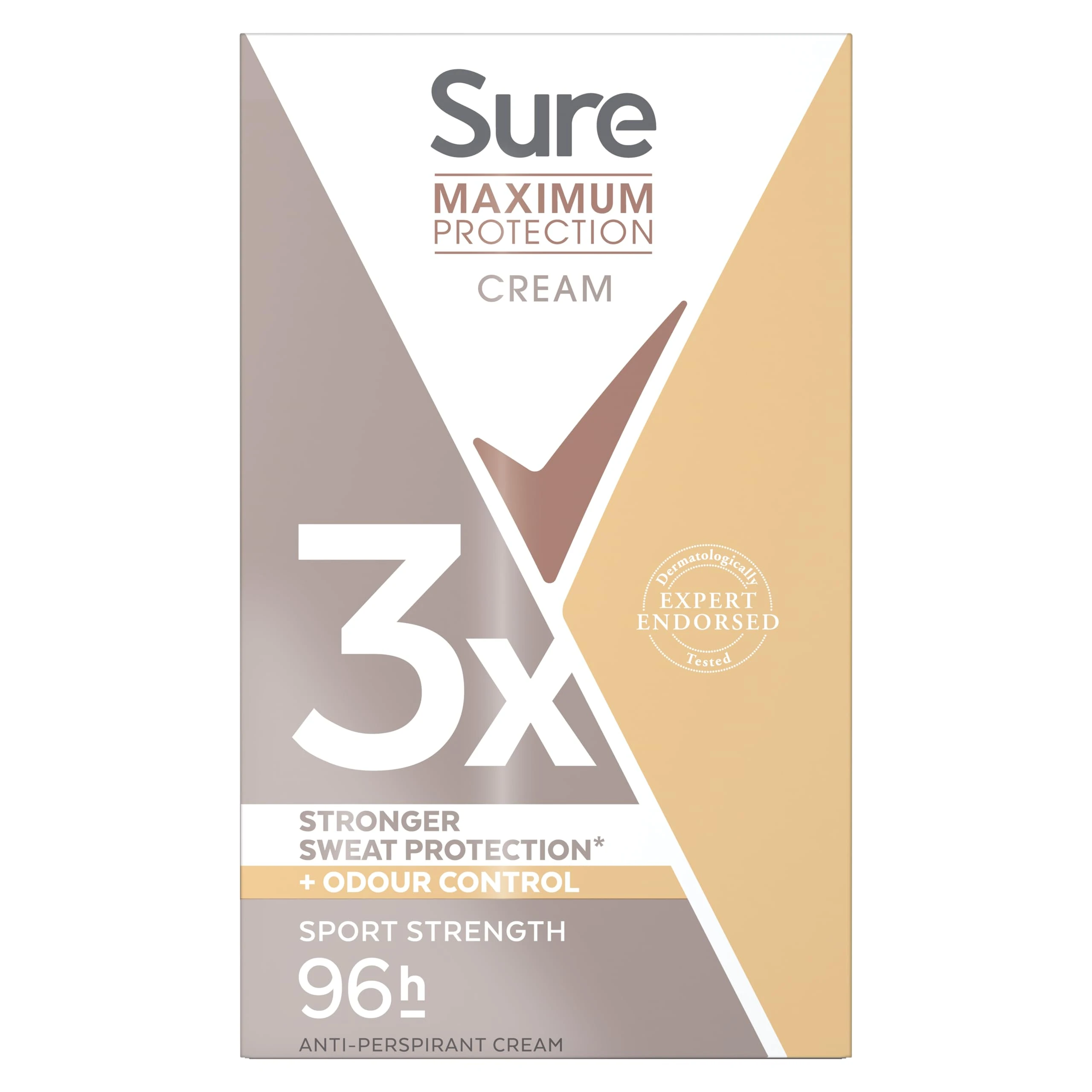 Sure Women Maximum Protection Sport Strength Antiperspirant Deodorant Cream Stick with 3x stronger* sweat protection for 96 hour sweat and odour protection 45 ml