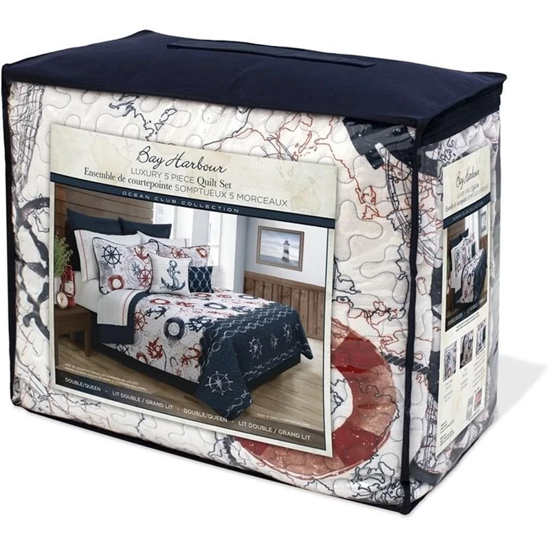 Safdie & Co. Ocen Club 5 Piece Quilt and Sham Set, Full/Queen - Image 1
