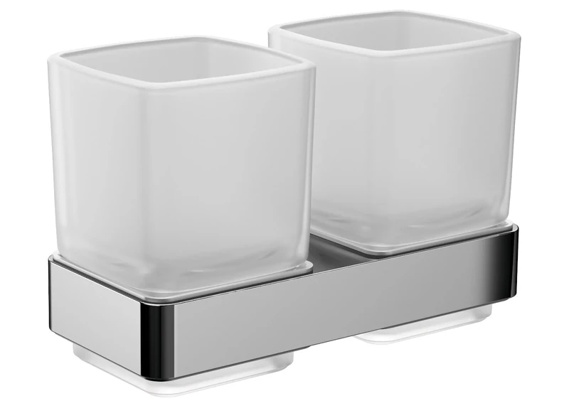 Emco Loft 52500100 Double (Satin Crystal Glass, Chrome, Toothbrush Holder), Zinc, Normal