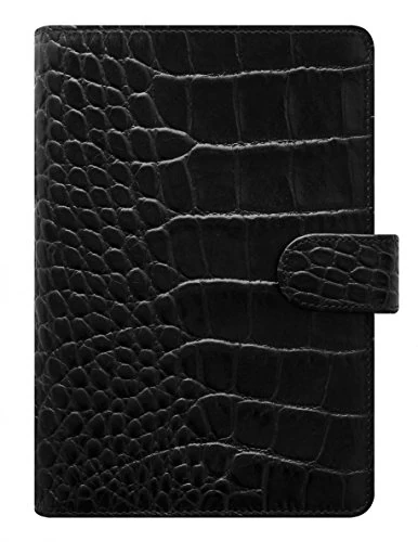 Filofax Personal Classic Croc Ebony Black 23 Organiser A6 Calf Leather 026072