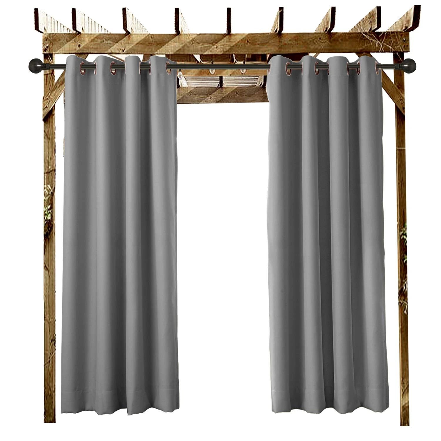 Outdoor Curtain Grommet Eyelet Grey 120" W x 84" L For Front Porch, Pergola, Cabana, Covered Patio, Gazebo, Dock, and Beach Home (1 Panel).