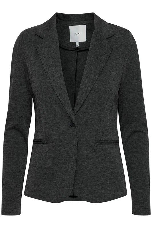 ICHI Women's KATE BL Long Sleeve Blazer, Grau (Dark Grey Melange 10021), 6 (Manufacturer Size: XS)