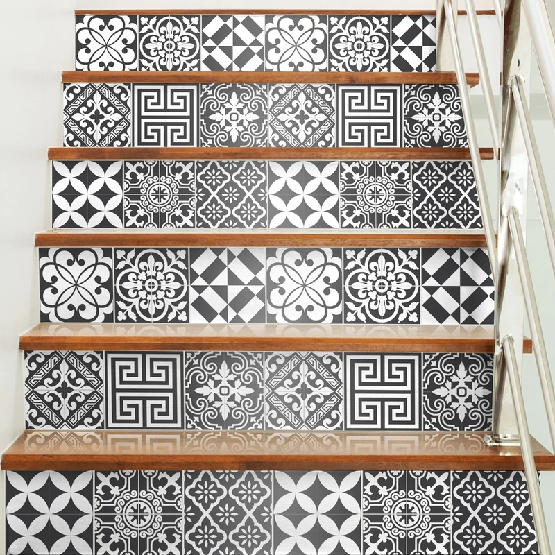 Ambiance Sticker Self-Adhesive Decorative Wall Decal Cement Tile for Bathroom and Kitchen Traditionnels Nuance de Gris - Pack of 60 Stickers of 15 x 15 cm