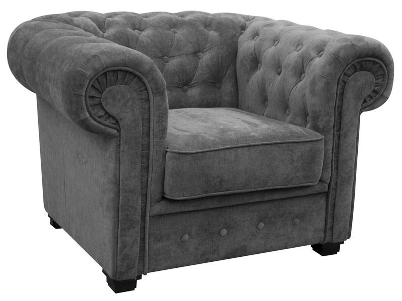 Chesterfield Style Corner Sofa Set 3+2 Seater Armchair Grey Fabric (Armchair)