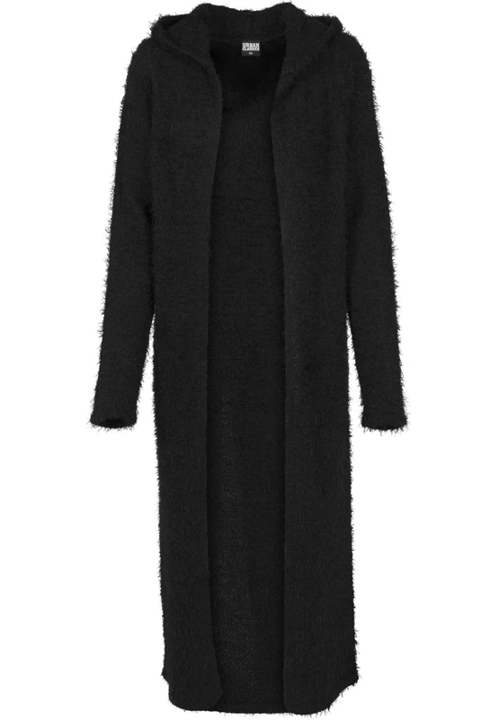 Urban Classics Women's Ladies Hooded Feather Cardigan Sweater, Schwarz (Black 7), X-Large