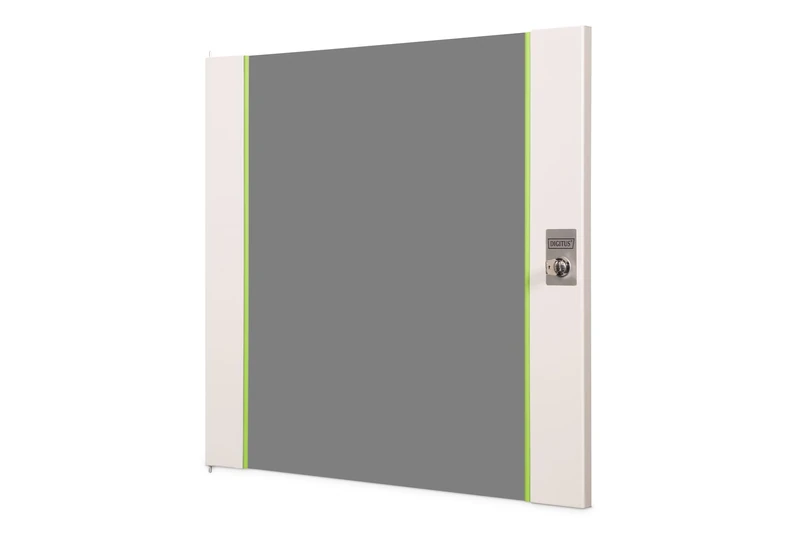 DIGITUS glass replacement door for Unique network cabinet – 12U – suitable for DN-19 12-U, DN-19 12U-6/6, DN-19 12-U-3 – with lock and key – safety glass – grey