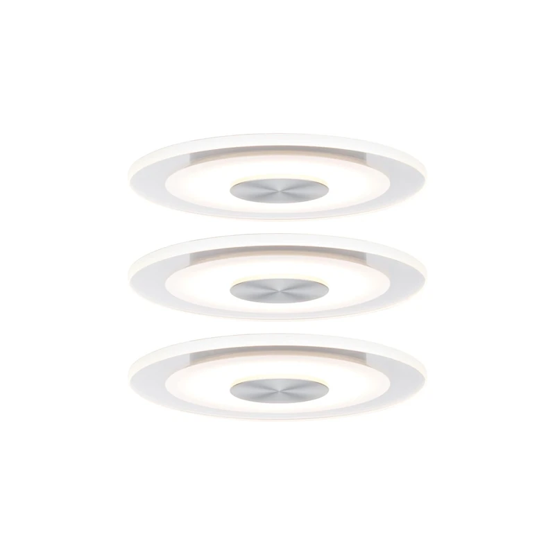 Paulmann Premium Whirl 3 x 4.9 W Recessed Ceiling Spotlight Set, Warm White, Satin Aluminium, Dimmable, IP23, 12 x 12 x 1 cm, Living Room