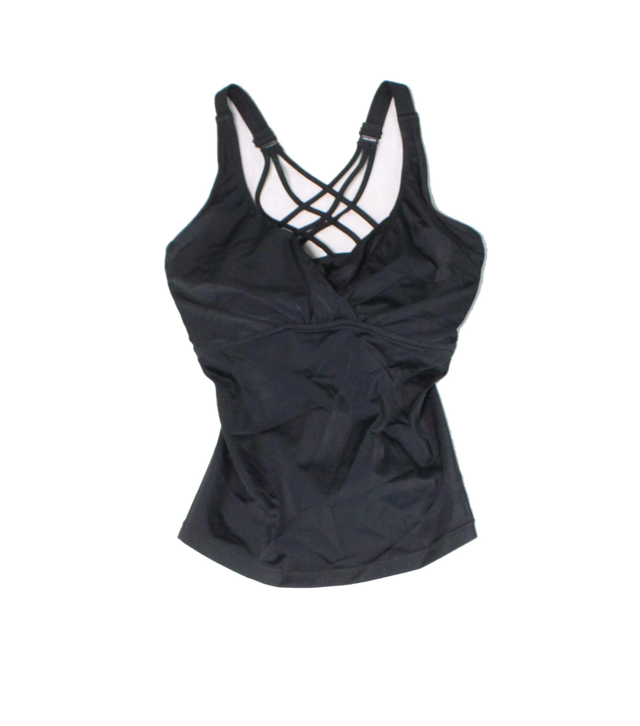 prAna Kayana Tankini D-Cup Swim Tops, Black, 32D/X-Small
