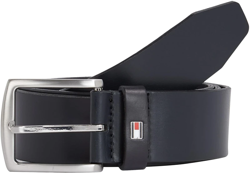 Tommy Hilfiger Men’s New Denton 4.0 Leather Belt, Blue (Midnight), 33.5 inches