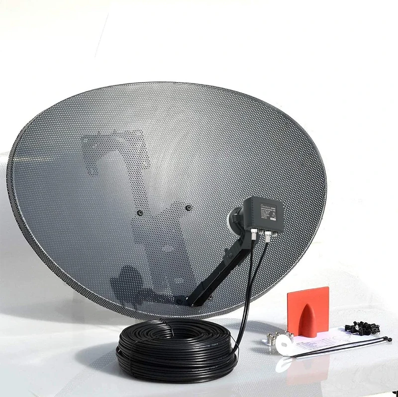 SSL Satellites 80CM Zone 2 Freesat HDR Satellite Dish DIY Self Installation Kit, Latest Dish with Quad LNB, 10 Meter Twin Black Coax Cable, All necessary Brackets, Bolts and SATELLITE FINDER