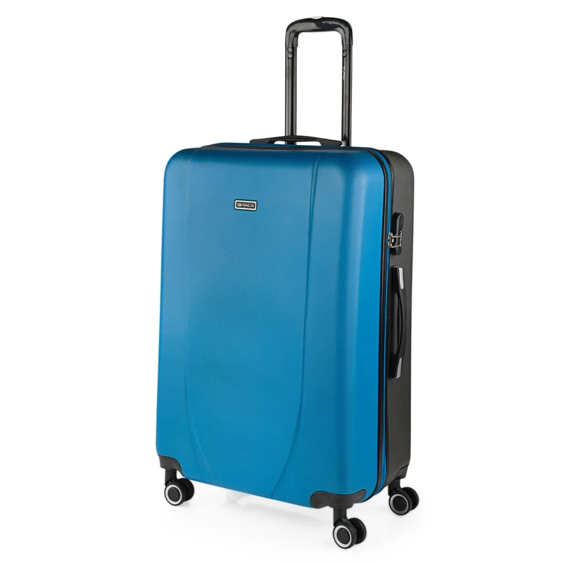 ITACA - Lightweight Suitcases Large - ABS Large Hard Shell Suitcase 75cm Travel Suitcase - Lightweight Suitcases Large with Combination Lock - Rigid Large Suitcase 4 Wheels Lightweig, Blue-Anthracite