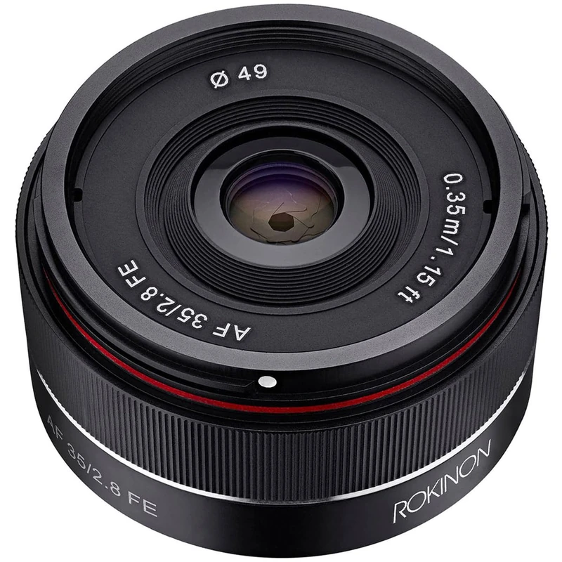 Rokinon IO35AF-E 35mm f/2.8 Ultra Compact Wide Angle Lens for Sony E Mount Full Frame, Black