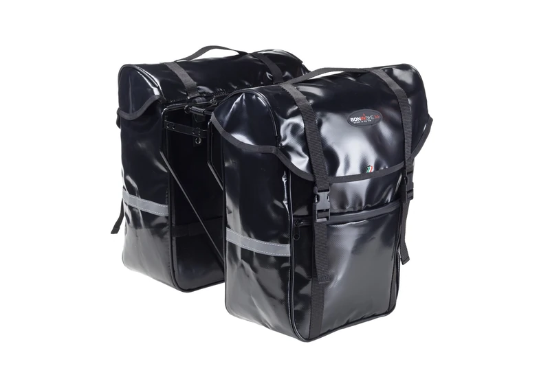 WATERPROOF BLACK PVC SIDE BAGS WITH HOOKS