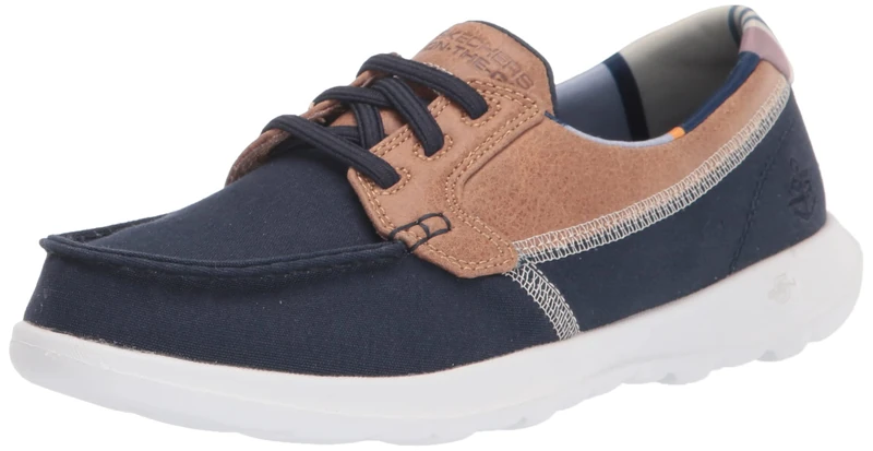 Skechers Women's Go Walk Lite-15430 Wide Boat Shoe, Navy, 4.5 UK