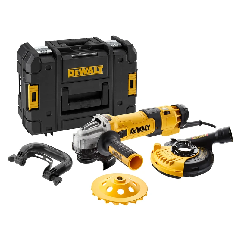 DEWALT 1500W 125mm No-Volt Switch Variable Speed Angle Grinder - Surfacing Kit, DWE4257KT-QS