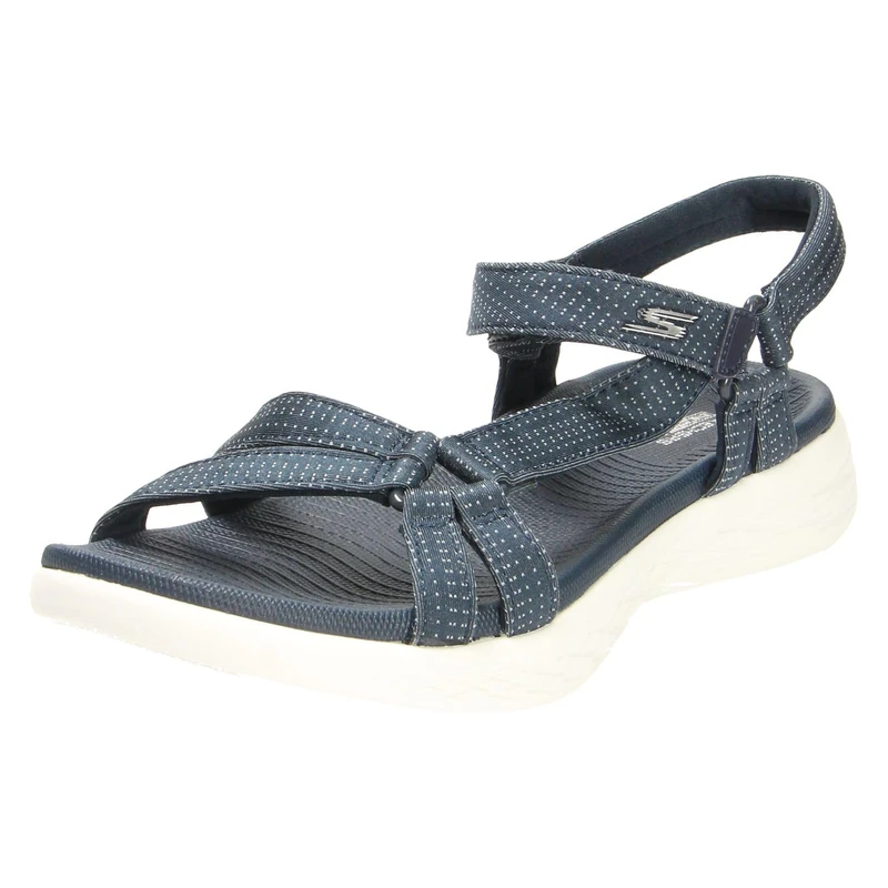 Skechers Womens On-the-go 600 Brilliancy Ankle Strap Sandals, Navy Textile Trim, 9 UK