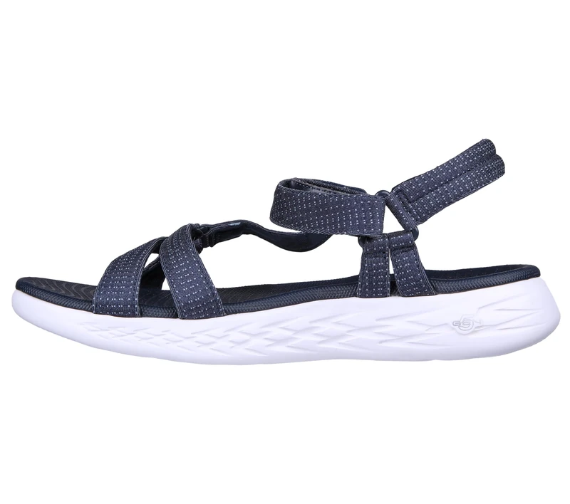 Skechers Womens On-the-go 600 Brilliancy Ankle Strap Sandals, Navy Textile Trim, 6 UK