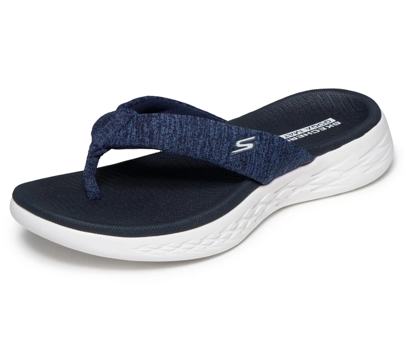 Skechers Women's On-The-go 600-15304 Flip-Flop, Navy/White, Small