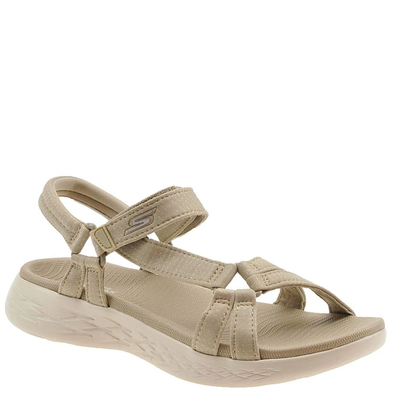 Skechers Women's On-The-go 600-Brilliancy Sport Sandal, Beige/White, 7 UK