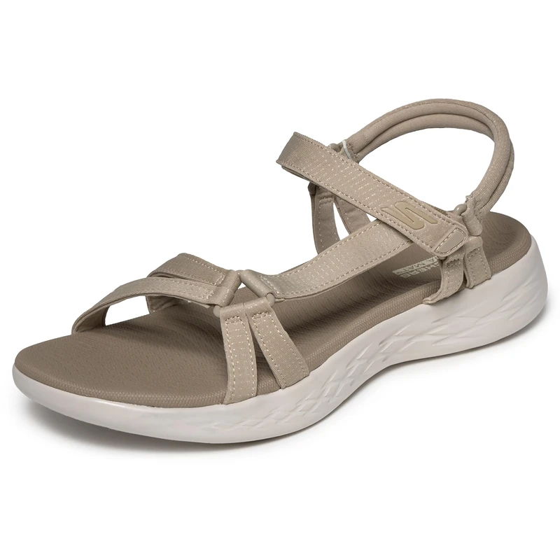 Skechers Women's On-the-go 600 - Brilliancy Wide Sport Sandal, Beige White, 4 UK Wide
