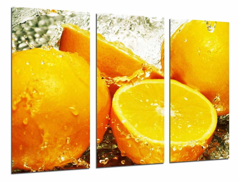 Multi Wood Printings Art Print Box Framed Picture Wall Hanging - Fruit, Orange, Water, (Total Size: 38,2" x 24,4"), Framed and Ready to Hang - ref. 26679 - Image 1