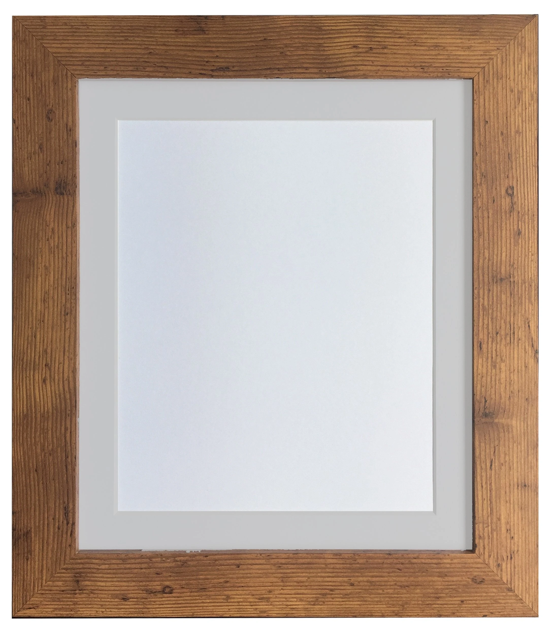 FRAMES BY POST London Picture Photo Frame, Vintage Wood with Light Grey Mount, 9 x 7 Image Size 7 x 5 Inches
