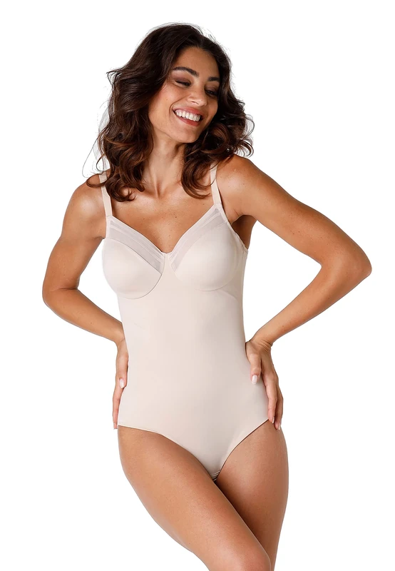 Lovable Generous New Fit Women's Bodysuit with Underwired Bra, Beige (Skin), 3C / 34C