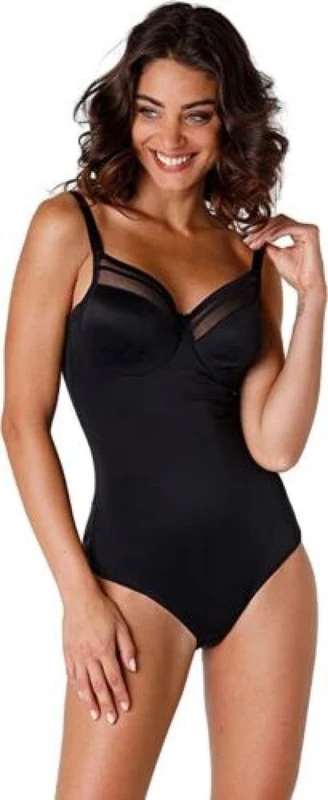 Lovable Generous New Fit Women's Underwire Bra Bodysuit, Black (Black) - Image 1